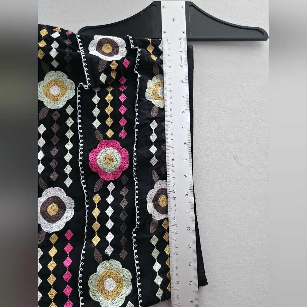 Etcetera Floral Embroidered Tiered Pencil Skirt Black Pink Boho-Chic Cottagecore - Picture 11 of 11